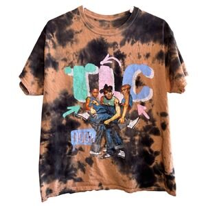 Vintage TLC Hip Hop Girl Group 1992 Tie Dye Retro Graphic T-Shirt Brown Large